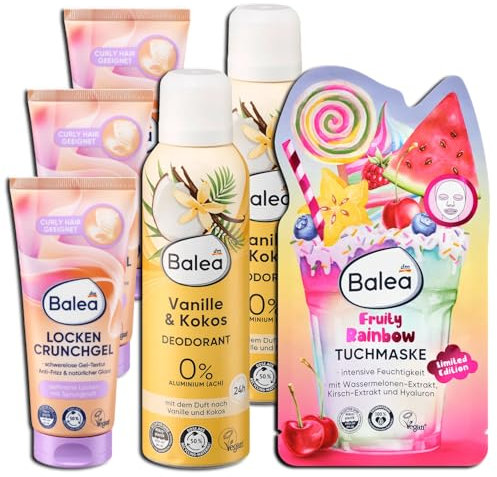 6er Set: 3 x Locken Crunchgel, 3 x 100 ml. Mit Panthenol und Betain + 2 x Deospray + Tuchmaske