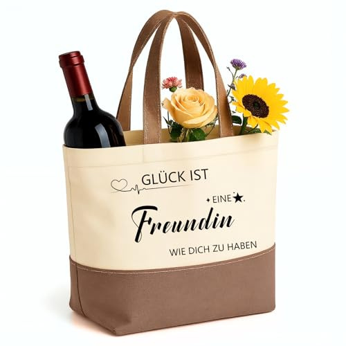 Beste Freundin Geschenke Jutebeutel, Baumwolltasche Geschenk für Freundin, Tasche Personalisiert mit Spruch, Tragetasche Bff Geschenke zum Geburtstag, Weihnachten, Dankeschön