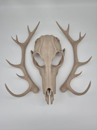 Masque de crâne Wendigo blanc avec bois de cerf – Halloween – Déguisement – Horreur – Squelette – Masque de crâne