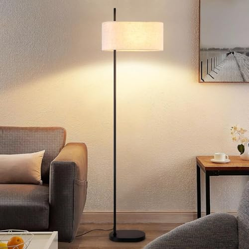 CBJKTX Stehleuchte Wohnzimmer Stehlampe Vintage - Schwarz Led Standlampe Stoff Standleuchte E27 Büro Standlampe Industrial Leselampe mit Fußschalter für Schlafzimmer Arbeitszimmer (ohne Leuchtmittel)