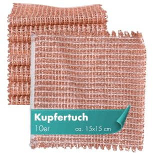 Haushalt und Genuss Kupfertuch Set Kratzfrei für Edelstahl Ceranfeld Glas & Grillrost Kupferlappen 15x15 cm rostet Nicht langlebig & umweltfreundlich (10)