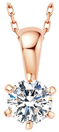 Stfery Rotgold 14 Karat Diamant Halskette, Elegante Solitaire Anhänger mit Diamant 0.3ct, Damen Kette Hochzeit 14K Echt Goldschmuck Personalisiert