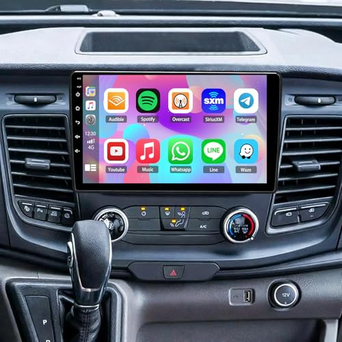 10inch 4+64G Android 14 Car Radio Stereo Upgrade for Ford Transit Custom 2018-2022 Touch Screen Car Radio GPS Navi Head Unit w/Wireless Carplay Android Auto Double Din Bluetooth WiFi FM Backup Camera