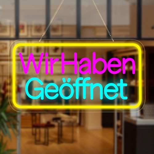 Rdutuok Cartello neon aperto, 42 x 22 cm, open LED, luce al neon, funzionamento USB, con interruttore regolabile per bar, pub, hotel, caffetteria, ristorante