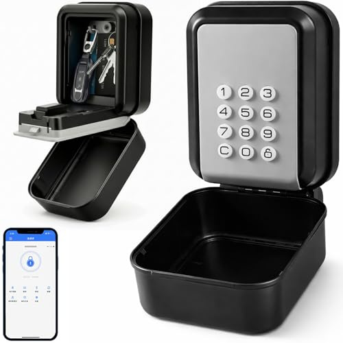 Schlüsseltresor mit Zahlencode, Smart Schlüsselbox mit Bluetooth, TTLock App & PIN-Code, Hochfester Zinklegierung, Wetterfester Schlüsselsafe Außen für Haus, Büro & Vermietung