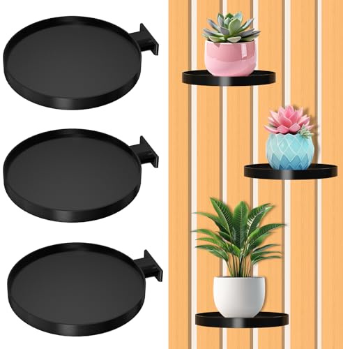 Shinybox Akustikpaneele Pflanzenhalter, 3 Stück Zubehör für Akustikpaneele ohne Bohren, Wandhalterung Pflanzen, Blumentopf Halterungen, Pflanzentablett für Pflanzen/Blumen und Deko Artikel(Rund)