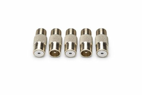 TechElects - Coaxial Plug to TV Aerial Plug Adapter, Male Barrel Antenna Connector, Pack of 5