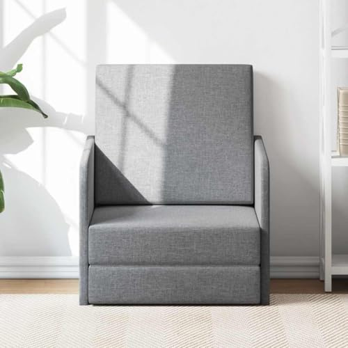 LoogCape Schlafsessel ausziehbar hellgrau Stoff mit Kiefernholz Gestell, gepolsterte Rückenlehne und Armlehnen, 170 x 59,5 x 48 cm als Gästebett für Wohnzimmer und Büro