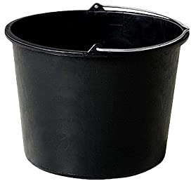 Xclou Baueimer ca. 20 Liter in Schwarz, robuster Wassereimer aus hochwertigem PE Regenerat, runder Putzeimer mit Metallhenkel, praktischer Zementeimer mit Abgießrand und Literskala