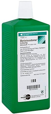 Betaisodona® Lösung 1000 ml – Antiseptische Lösung mit Depotwirkung – bei Wunden, Entzündungen & infektiösen Hautstellen – verdünnt auch zum Waschen, Spülen & Baden einsetzbar