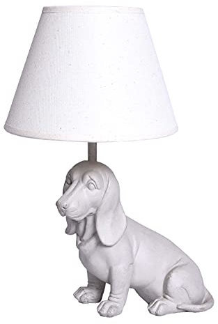 Figürliche Tischlampe (ohne Leuchtmittel) Dackel Lampe im Landhausstil Tischleuchte weiss Polystein cw145 Palazzo Exclusiv