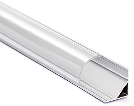 Unbekannt Profilé d'angle en aluminium - Bande de recouvrement de rail pour bandes LED - Profilé rayures opale 1 m 2 m - Blanc laiteux, 2m klar