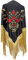 La Senorita Spanischer Manton Tuch - Schwarz Gold mit roten Blumen Franzen Gold Large