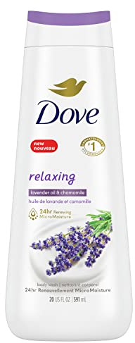 Dove Relaxing Body Wash Beruhigt und beruhigt Haut, Lavendelöl und Kamille, wäscht effektiv Bakterien ab und pflegt Ihre Haut, 625 ml