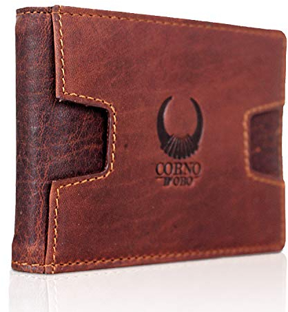 Corno d´ORO Handgefertigte Geldbörse Herren Leder mit Geldklammer I Premium Slim Wallet ohne Münzfach mit RFID Schutz I Kreditkartenetui klein dünn mit Geschenkbox