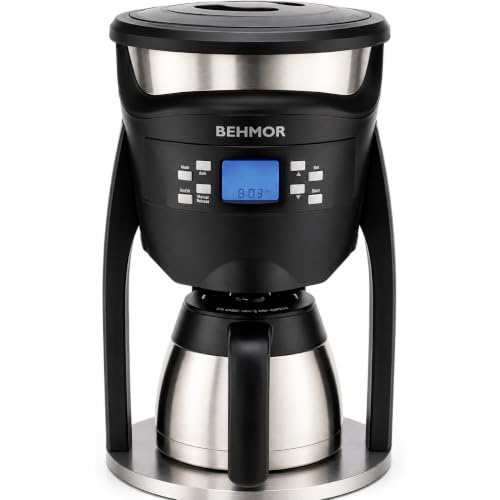 Behmor Filterkaffeemaschine Brazen Plus 3.0, 8-Tassen-Kapazität (1,2 L), einstellbare Brühtemperatur 90–99 °C, Pre-Infusion, Höhenkalibrierung, Thermokanne aus Edelstahl, SCA-zertifiziert