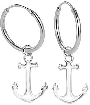 Ohrringe Ohrhänger mit Anker aus Sterling Silber 925 für Damen, Herren und Girls (12.0)