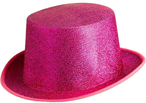 dressforfun 901029 Unisex Glitzer Zylinder Show Hut, nach oben gewölbte Krempe, stabile Form - diverse Farben - (pink | Nr. 304586)