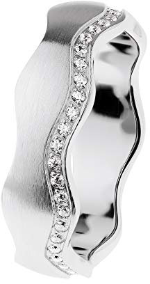 Ernstes Design Ring R556 evia Edelstahl mattiert Zirkonia 6 mm Vorsteckring