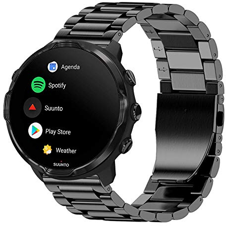 Edelstahl-Uhrenarmband für Suunto 9 / Baro Watch Band Suunto 7, 24 mm, massives Gliederarmband, Metall