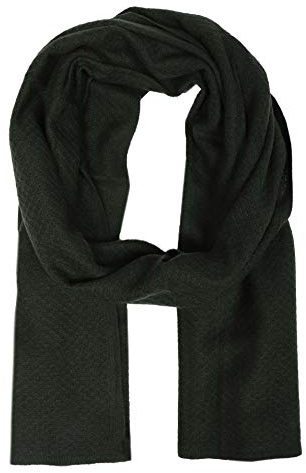 Zwillingsherz Schal aus 100% Kaschmir - Hochwertiger Strickschal Uni im Waffle Design für Damen Jungen Mädchen - XXL Hals-Tuch und Damenschal - Strick-Waren für Sommer und Winter - dgrün