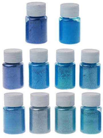 geneic 10 Colors Sea Blue Mica Powder Pearl Pigment Epoxy Resin Colorant Cosmetic Grade Make Up Soap Making Pearl Color Dye Kit