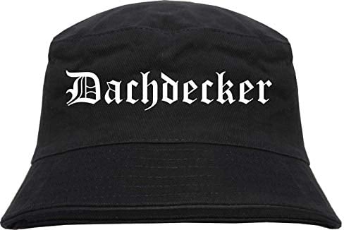 sostex Dachdecker Fischerhut - Altdeutsch - Bedruckt - Bucket Hat Anglerhut Hut L/XL Schwarz