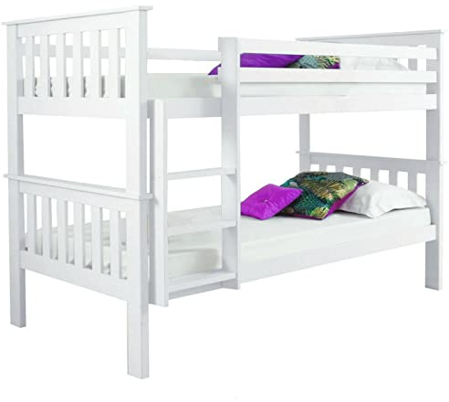 Single Sleeper Double Wooden Bunk Bed Childrens Bunk Bed (Bunk Bed White Top/Bottom)