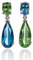 namana 925 Sterling Silber Statement-Ohrringe für Frauen mit blauen und grünen Steinen, 925 Silber-Ohrhänger für Damen mit asymmetrischen hellblauen und hellgrünen Edelsteinen