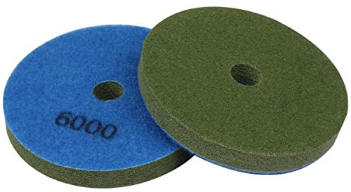 Lot de 2 tampons de polissage en fibre de diamant 12,7 cm Grain 6000 – Polissage pour carrelage, pierre, marbre, béton, céramique, verre