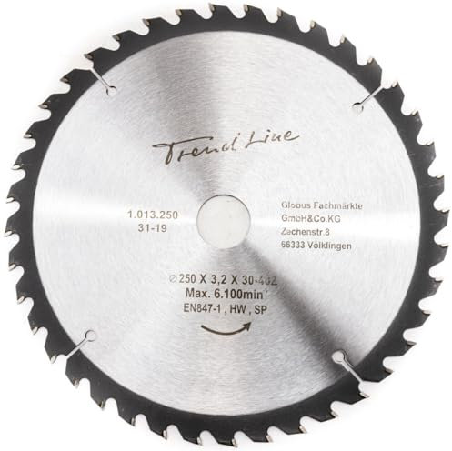 TrendLine HM-Kreissägeblatt 250 mm, Bohrung 30 mm, 40 Zähne