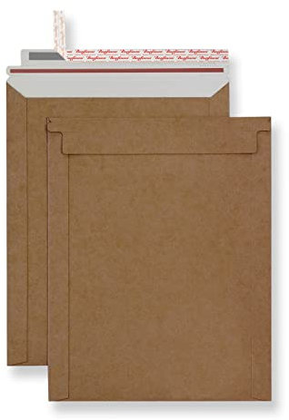 Bonfasvo Starre Versandtaschen, 23,5 x 29,8 cm, Braun, selbstklebend, flach, Großpackung, Karton, kein Biegen, Abziehen und Versiegeln, für Dokumente, Fotos, Bilder, Papiere, Dateien, CDs, 30 Stück