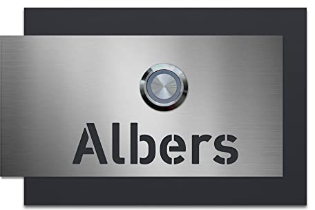 AlbersDesign personalisierte Türklingel, modernes Design mit 3D-Effekt in Anthrazit (RAL7016)