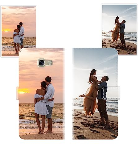 Sunrive Personalisierte hülle kompatibel mit Samsung Galaxy A5 (2017) Handyhülle Benutzerdefiniert,Schutzhülle Lederhülle handykette universal Etui mit Eigenem Foto Bild Text Individuelle