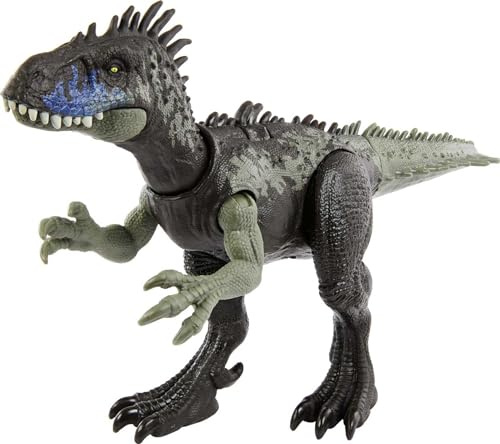 JURASSIC WORLD Wild Roar Dryptosaurus - Spielzeugdinosaurier mit Brüllgeräuschen und Angriffsbewegungen, mit Track-Code für Augmented Reality-Erlebnisse, für Kinde ab 4 Jahren, HLP15