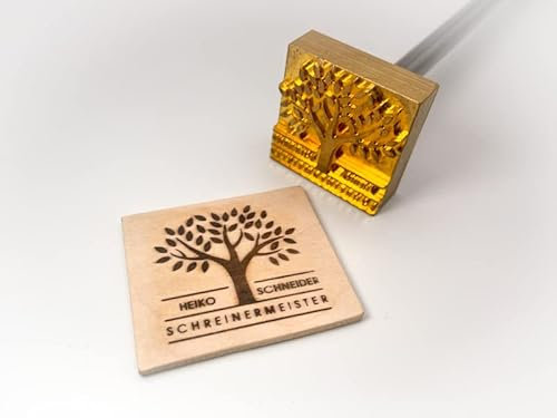 Dein Brandstempel extern beheizter Schriftzug im Motiv Baum Variante 2 für Holz, Leder, Pappe - personalisiertes Brandeisen, individueller Brennstempel in 80 x 80 mm
