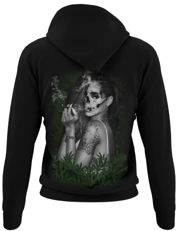 knut Fashion & Streetwear Kuschliger Kapuzenpullover Damen Motiv Tattoo Skull Girl Design Totenkopf Frauen Hoodie mit Kapuze Outfit Tattoorocker Pullover Clothes Größen XS-XXXL