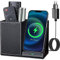 KINGFOM Stiftehalter Schreibtisch Organizer mit Wireless Charger, 2 in 1 Induktive Ladestation für iPhone 14/13/12 Series, Samsung Galaxy S23/S22/S21 (106-‎Schwarz)