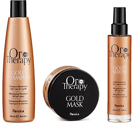 Fanola Oro Therapy Gold Shampoo Highlighter 300 ml + Maske 300 ml + Leuchtmittel 100 ml