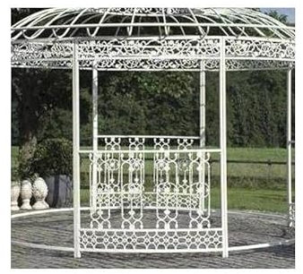 L'Héritier Du Temps Panneau Décoré pour Tonnelle Kiosque de Jardin Pergola en Métal et Fonte Blanc 2,5x133x200cm
