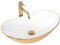 Rea Aufsatzwaschbecken Royal White Gold Waschtisch Handwaschbecken Waschschale Waschbecken für Badezimmer aus hochwertiger Keramik 605 mm x 360 mm x 160 mm (Gold/weiß)