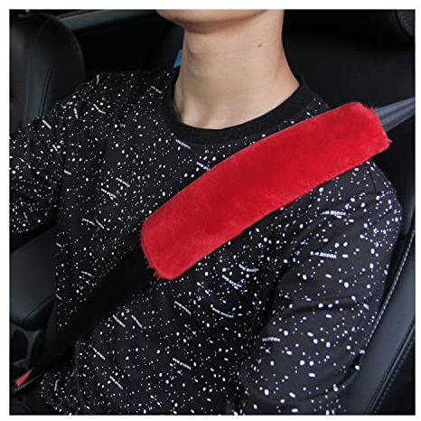 CGEAMDY 2 Stück Sicherheitsgurt-Kissenbezug, Universales Schulterpolster für Auto-Innenzubehör, Auto-Sicherheitsgurtbezüge für Erwachsene, Frauen und Männer (Rot)