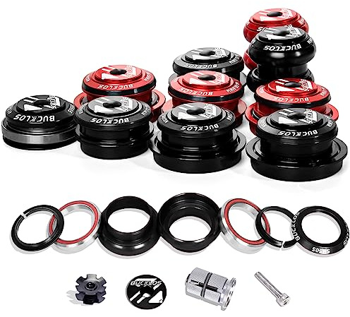 BUCKLOS 1-1/8 Bike Headset MTB Threadless 34 44 44-50.6 44-55 44-56 41.8-52mm, Straight Tapered Tube Mountain Bikes Road Bicycle Double Sealed Bearings Headsets, for Frame Fork Expander Plug Star Nut