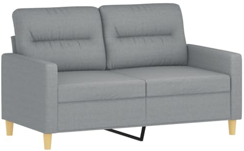 vidaXL Sofa 2-Sitzer, Loungesofa Couch mit Armlehnen Rückenkissen, Wohnzimmersofa Designsofa Metallgestell, Sitzmöbel Zweisitzer, Modern, Hellgrau Stoff
