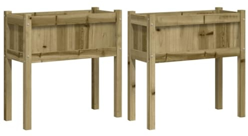 vidaXL Pflanzkübel 2 STK., Rechteckig Blumenkübel mit Beinen, Pflanzkasten Übertopf für Garten Terrasse, Blumentopf Blumenkasten, Kiefernholz Imprägniert