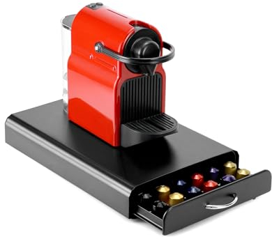 QWORK® Tiroir de Rangement Compatible avec 60 Capsules Nespresso - Construction Métallique