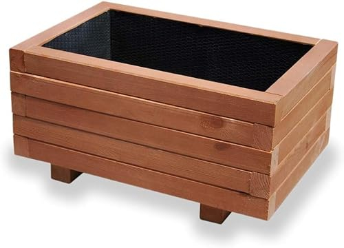 Alfalux Blumenkasten Pflanzkasten Aus Holz Pflanzkübel Balkonkasten Pflanzgefäß Garten Balkon Terrasse NUSS-BRAUN AB60KAN4030NU 60 x 40 x 30H cm mit 1 x Wasserablauf
