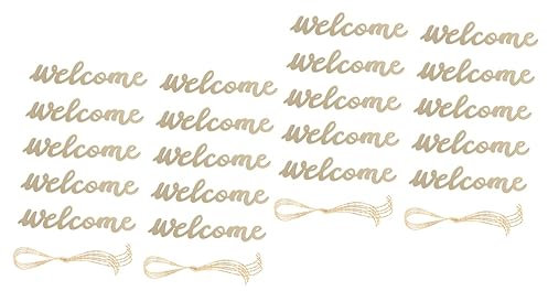 Zerodeko 20piezas Cartel Decorativo De Madera Welcome para Puerta Placa Colgante Lazos para Decoración De Hogar y Recepción