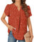 TAOHUADAO Women's Tops Summer Casual Blouse V Neck Petal Short Sleeve T-Shirts Dressy Chiffon Tunic for Leggings, Polka Dots Red 3XL