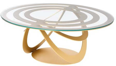 Arti & Mestieri Ovale Table, Fer Verre, Or Transparent, 58D x 80L x 32H cm
